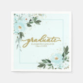 Serviette En Papier Diplômé Gold Turquoise Floral Graduation (Devant)