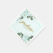 Serviette En Papier Diplômé Gold Turquoise Floral Graduation (Coin)