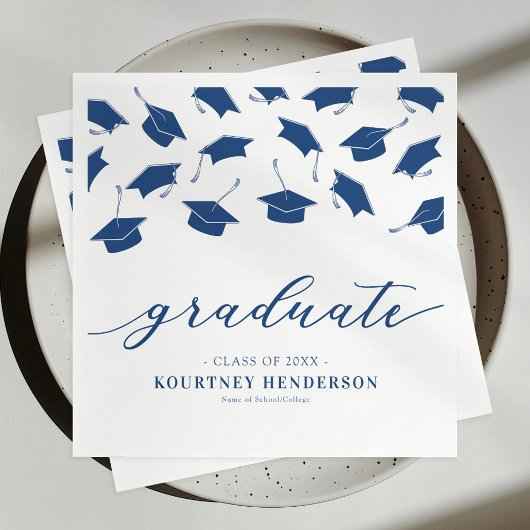 Serviette En Papier Diplôme Moderne Bleu Blanc