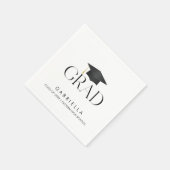 Serviette En Papier Diplômé Moderne en Écriture Manuscrite Noir et Bla (Coin)