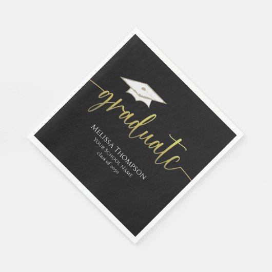 Serviette En Papier Diplômé Moderne Simple Gold Graduation Cap (Coin)