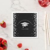 Serviette En Papier Diplômé Noir et Argent (En situation)