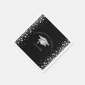 Serviette En Papier Diplômé Noir et Argent (Coin)