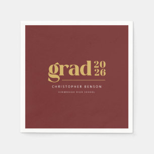 Serviette En Papier Diplôme Personnalisé Moderne Rouge Or 2026