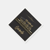 Serviette En Papier Diplômé personnalisé - Noir et Or (Coin)