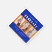 Serviette En Papier Diplôme personnalisé orange et bleu Collage photo  (Coin)