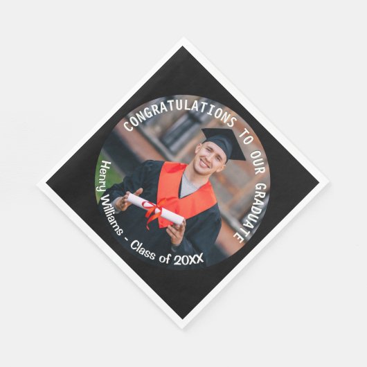 Serviette En Papier Diplômé Photo Élégant Diplômé Élégant Personnalisé (Coin)