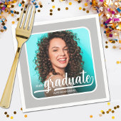 Serviette En Papier Diplômé Photo Gras Script Silver Grey