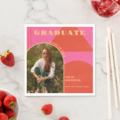 Serviette En Papier Diplôme Retro Arch Rose & Orange Photo (En situation)