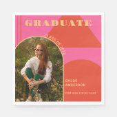 Serviette En Papier Diplôme Retro Arch Rose & Orange Photo (Devant)