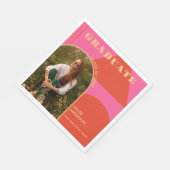 Serviette En Papier Diplôme Retro Arch Rose & Orange Photo (Coin)