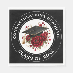 Serviette En Papier Diplôme & Roses Rouges Promotion 20XX