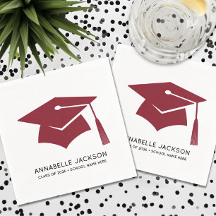 Serviette En Papier Diplômé Rouge Personnalisé