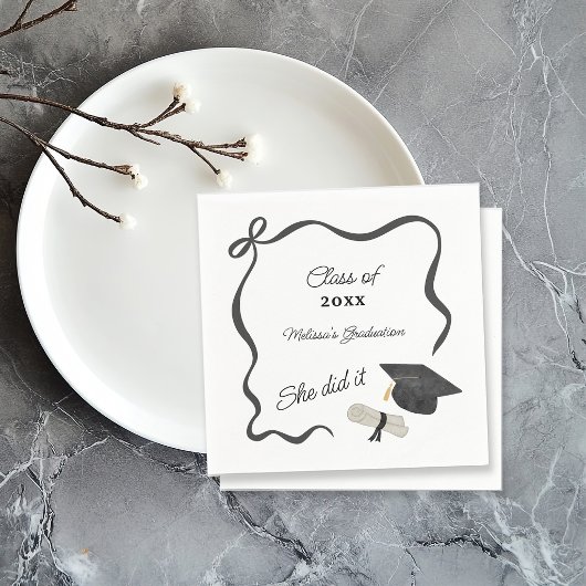 Serviette En Papier Diplôme Ruban Noir