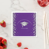 Serviette En Papier Diplômé Violet et Argent (En situation)