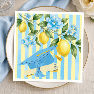 Serviette En Papier Diplômée au Citron Frais Rayure Bleue