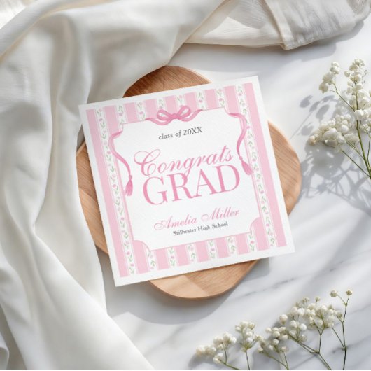 Serviette En Papier Diplômée aux fleurs roses