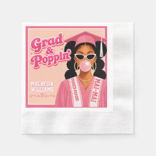 Serviette En Papier Diplômée & Bulles Gomme Rose Fille Noire Diplôme