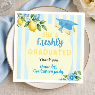 Serviette En Papier Diplômée Fraîchement Lemon Rayure Bleue