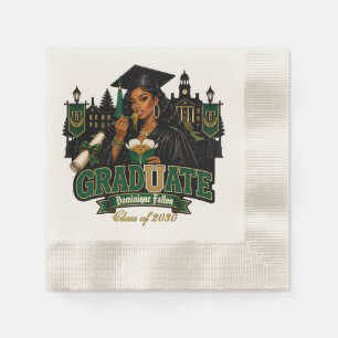 Serviette En Papier Diplômée U Ate Femme Noire Vert Or Diplômée