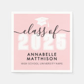 Serviette En Papier Diplômées roses (Devant)
