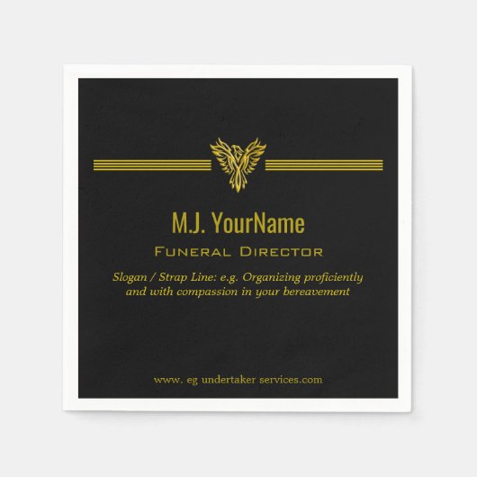 Serviette En Papier Directeur funéraire Bandes dorées et élévation du  (Devant)