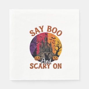 Serviette En Papier Dis Boo Halloween effrayant Maison hantée Chat noi