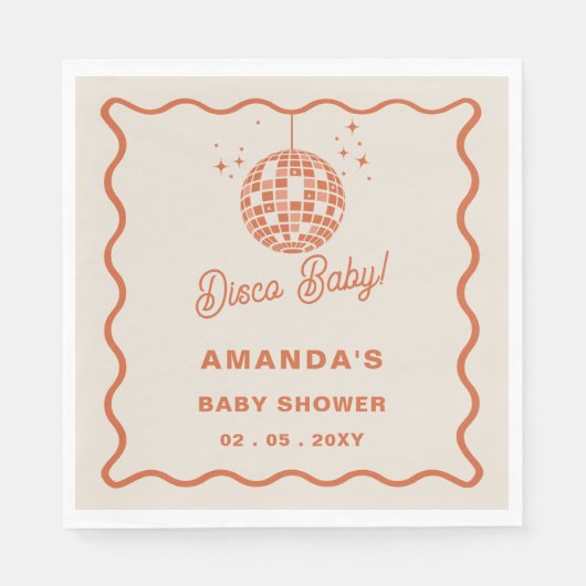 Serviette En Papier Disco Baby Retro Baby shower Disco Super (Devant)