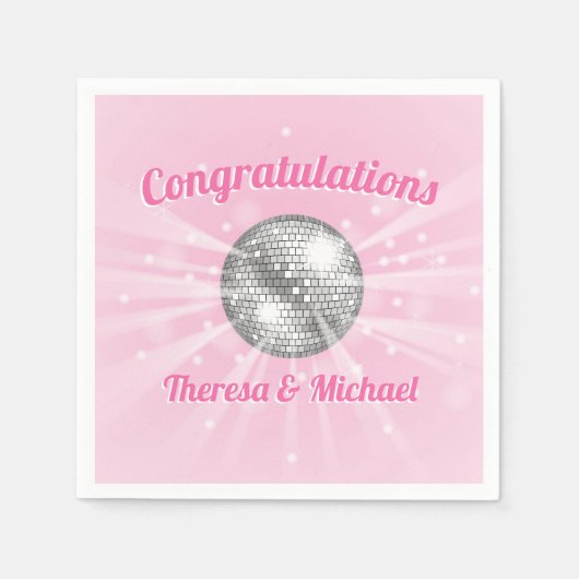 Serviette En Papier Disco Ball Baby shower fille rose Super (Devant)