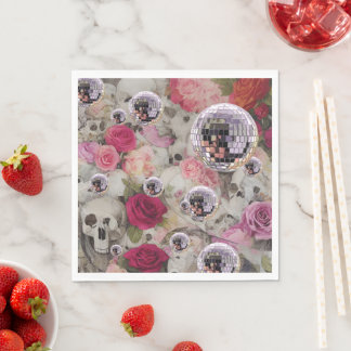 Serviette En Papier Disco Balls Skuls et Roses