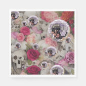 Serviette En Papier Disco Balls Skuls et Roses (Devant)