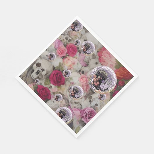 Serviette En Papier Disco Balls Skuls et Roses (Coin)