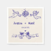 Serviette En Papier Disco Funky Retro Main Tirée Mariage serviettes (Devant)