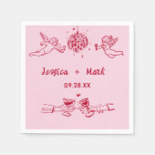 Serviette En Papier Disco Funky Retro Main Tirée Mariage serviettes (Devant)