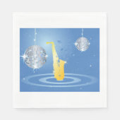 Serviette En Papier Disco Jazz Saxophone Balls de Miroir Étincelant (Devant)