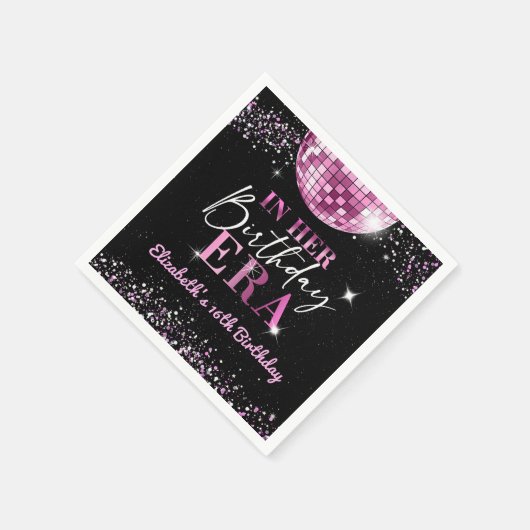 Serviette En Papier Disco Rose À Mon Anniversaire De Naissance (Coin)