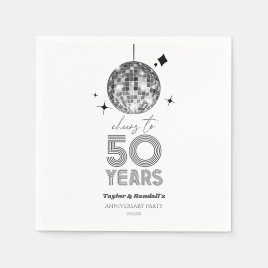 Serviette En Papier Disco Soirée Mariage de 50 ans (Devant)