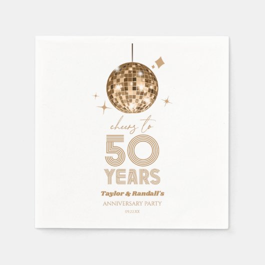 Serviette En Papier Disco Soirée Mariage de 50 ans (Devant)