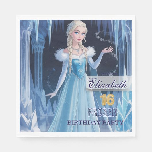 Serviette En Papier Disney's Frozen Elsa Birthday personalize name (Devant)