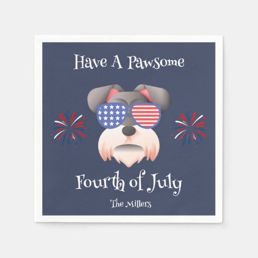 Serviette En Papier DISPOSEZ D'UN PÂTE 4 JUILLET T-shirt SCHNAUZER (Devant)