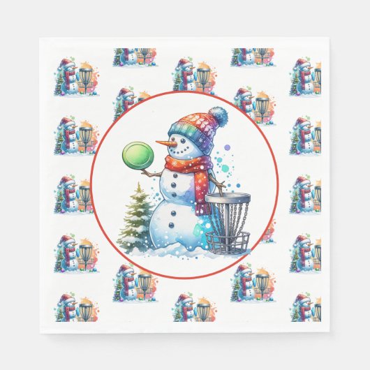 Serviette En Papier Disque Golf Thématique fête de Noël (Devant)