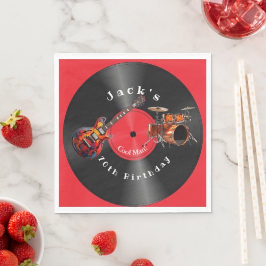 Serviette En Papier Disque vinyle rétro anniversaire musique rock guit (En situation)