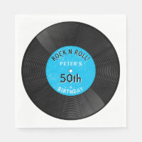 Disque Vinyle Rétro Rock N Roll Bleu Anniversaire
