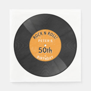 Serviette En Papier Disque Vinyle Rétro Rock N Roll Orange Anniversair