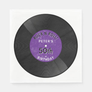 Serviette En Papier Disque Vinyle Rétro Rock N Roll Violet Anniversair