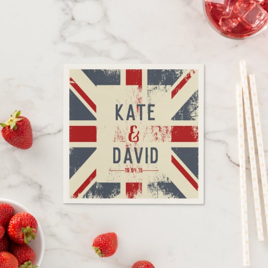 Serviette En Papier Distressed Union Jack Couple's Names Mariage Cadea (En situation)