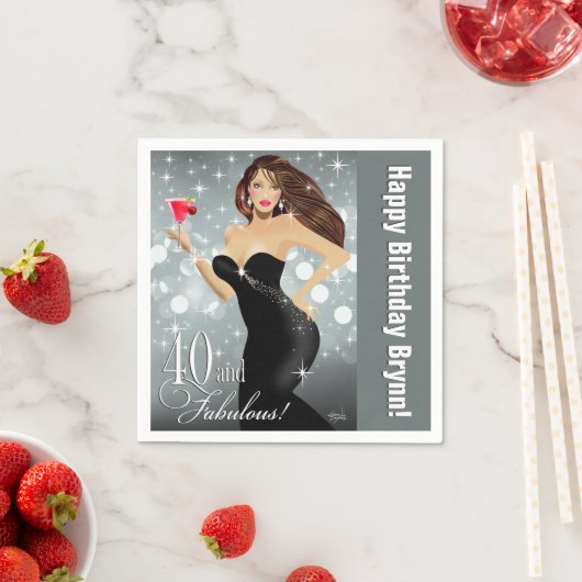 Serviette En Papier Diva Glam Bombshell 40e anniversaire | ARGENT (En situation)