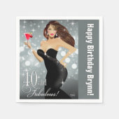 Serviette En Papier Diva Glam Bombshell 40e anniversaire | ARGENT (Devant)