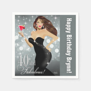 Serviette En Papier Diva Glam Bombshell 40e anniversaire ARGENT