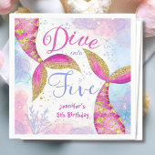Serviette En Papier Dive in Five Girls Pink 5th Birthday Paper